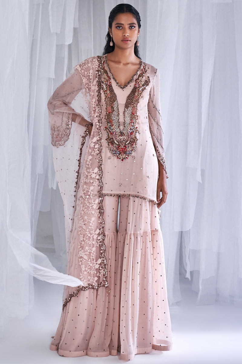 "Ubika" Chiffon Kurta And Sharara