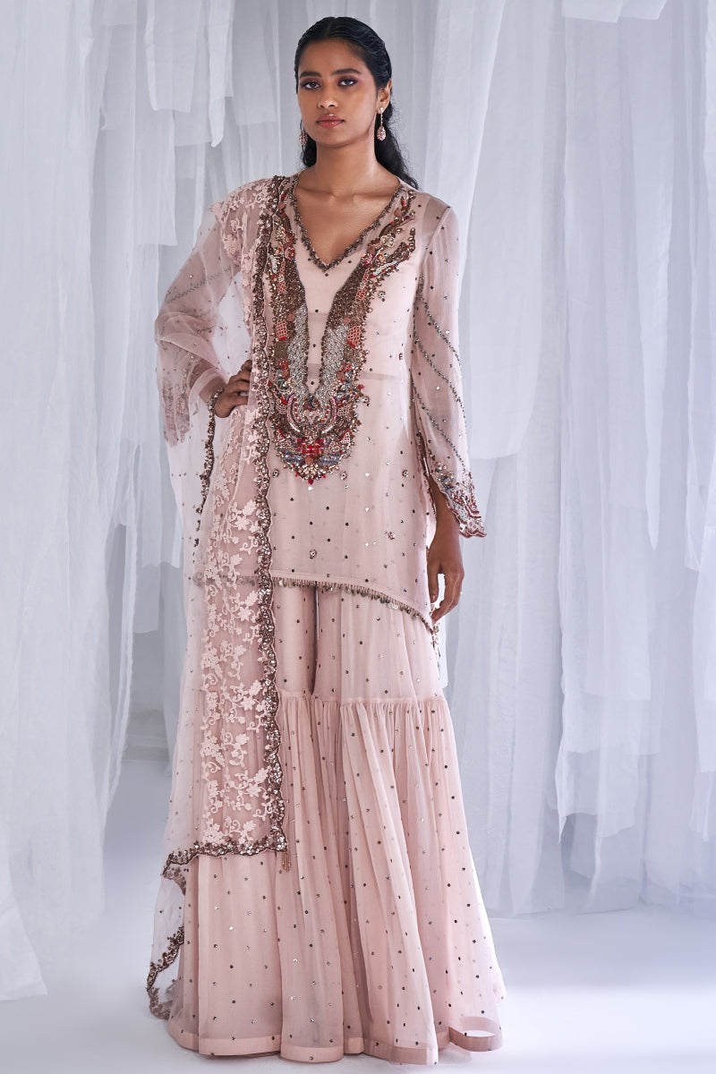 "Ubika" Chiffon Kurta And Sharara