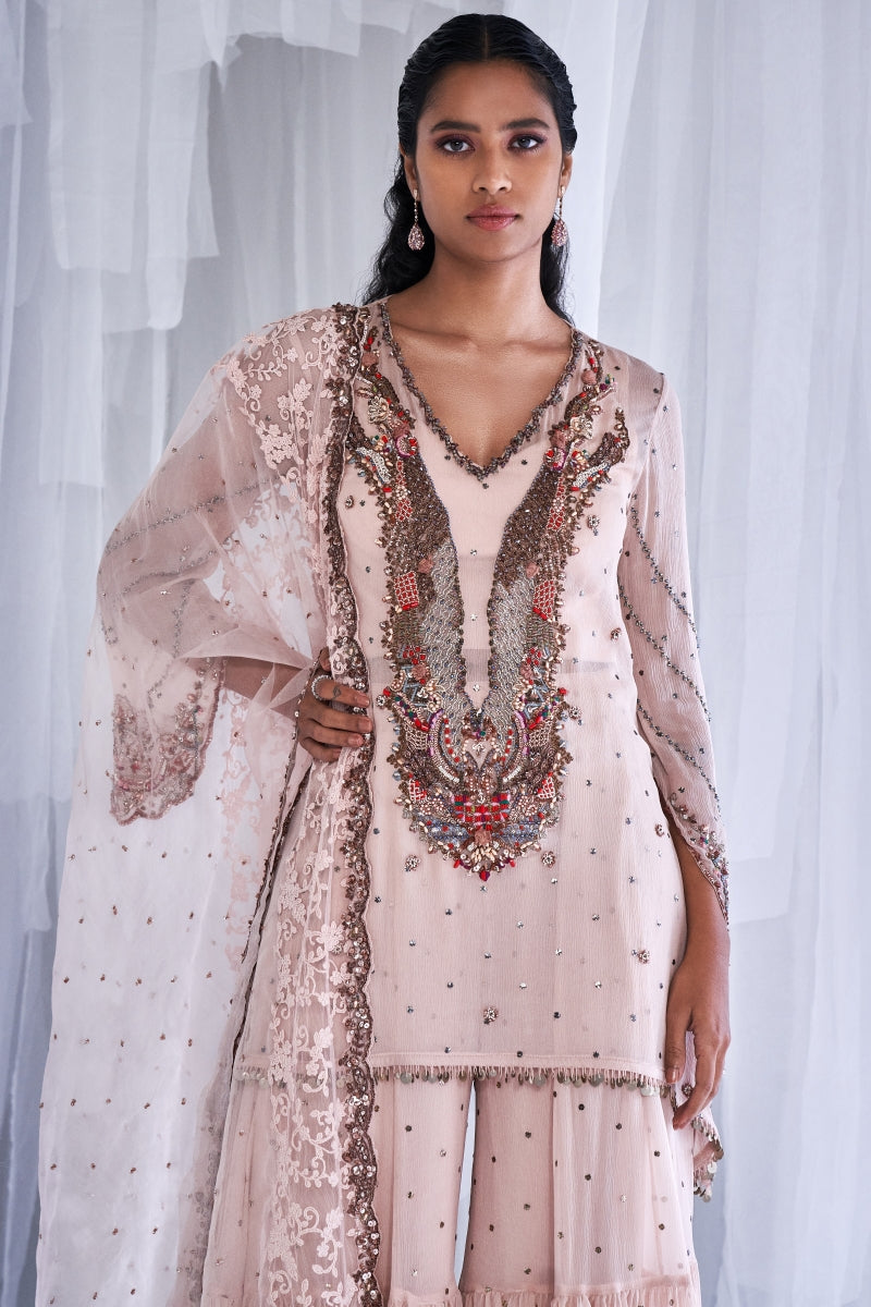 "Ubika" Chiffon Kurta And Sharara