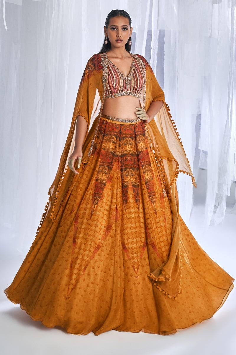 "Ekiya Love"  Printed Chiffon Lehenga