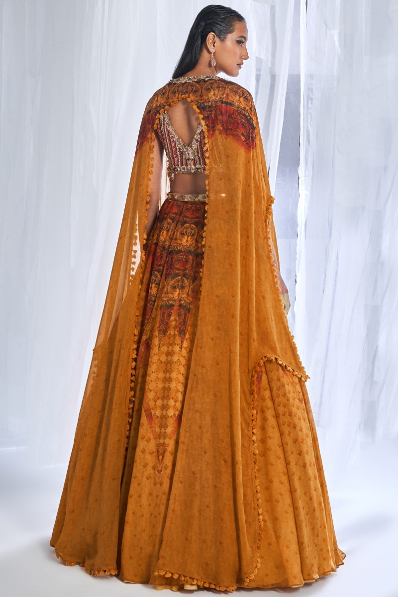 "Ekiya Love"  Printed Chiffon Lehenga