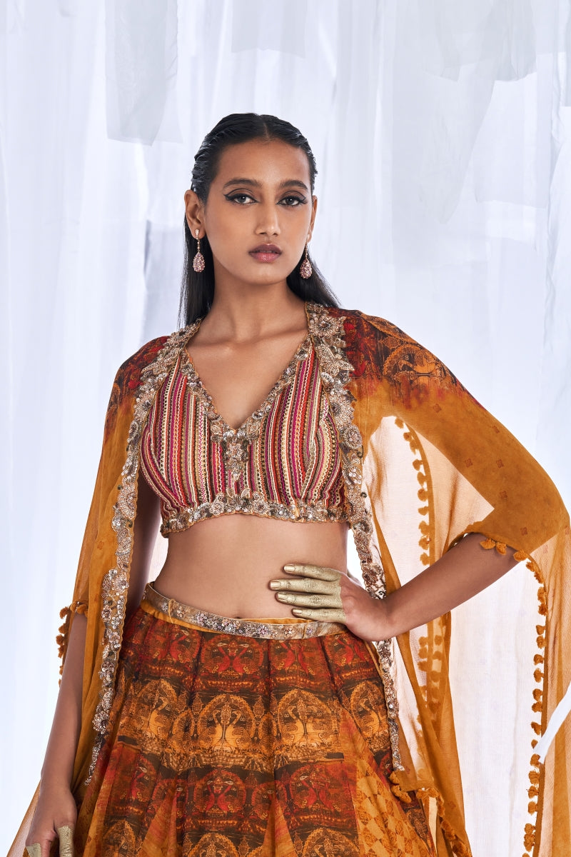 "Ekiya Love"  Printed Chiffon Lehenga