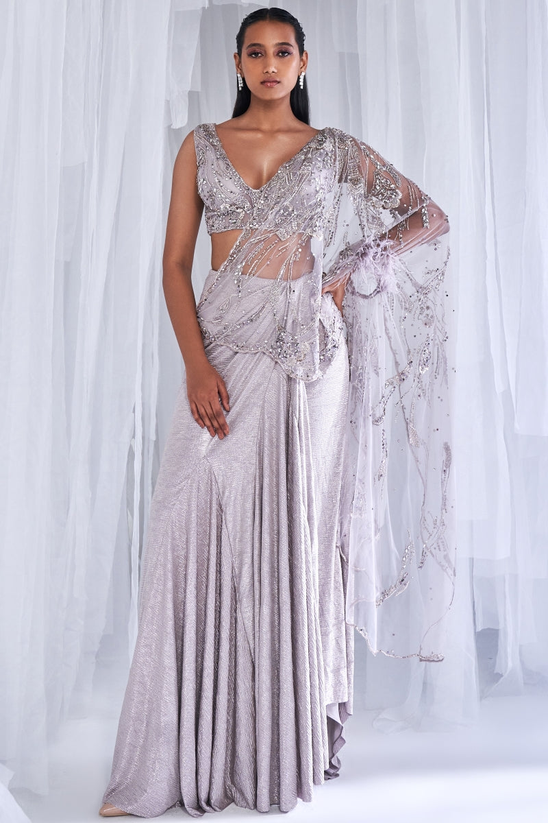 "Amoudi Ray" Drape Sari Gown Set